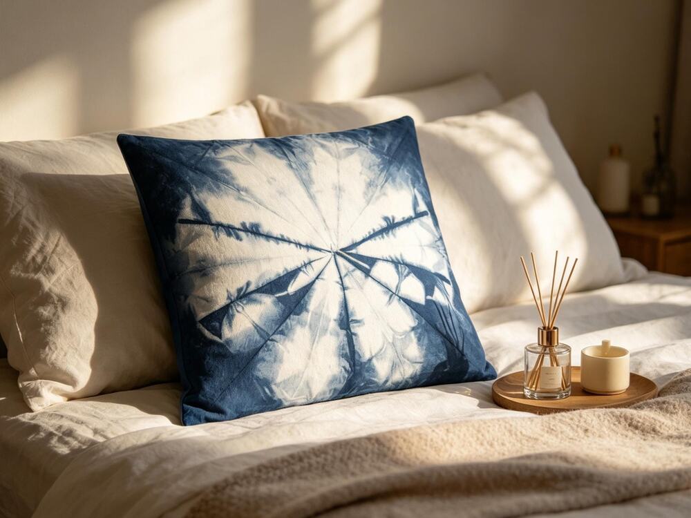 Handmade Indigo Batik Pillow Cover | Forest Throw Pillow Cover
